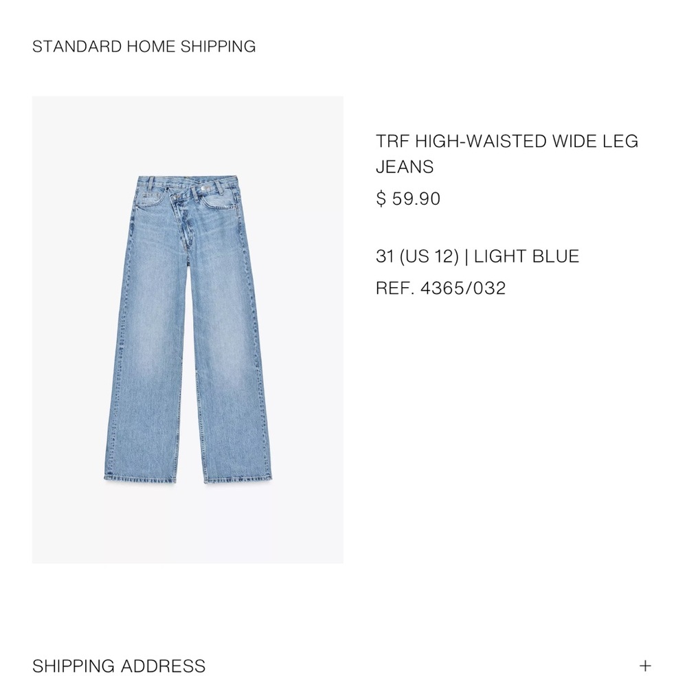 Zara TRF high waisted wide leg jean